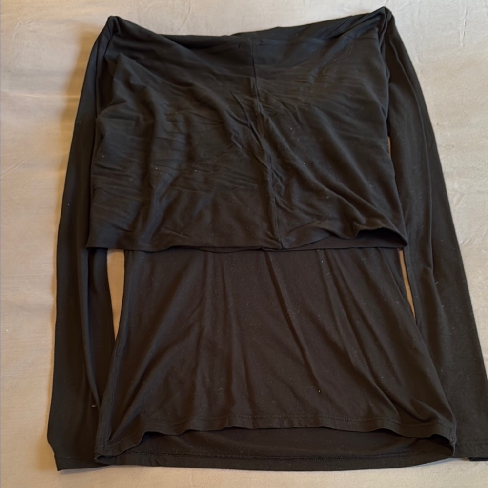 Black Off-Shoulder Long Sleeve Top